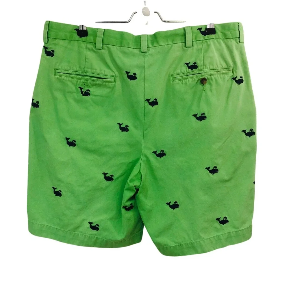 Vintage Brooks Brothers Shorts Embroidered Whale Hong Kong Green Mens 38‎ x 8.5
